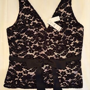 White House Black Matket Lace Sleeveless Top with Bow